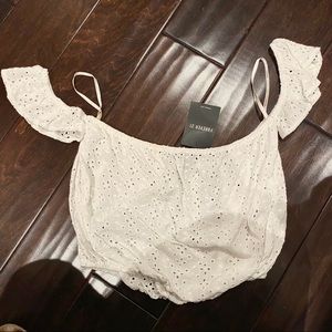 White Off the Shoulder Crop Top